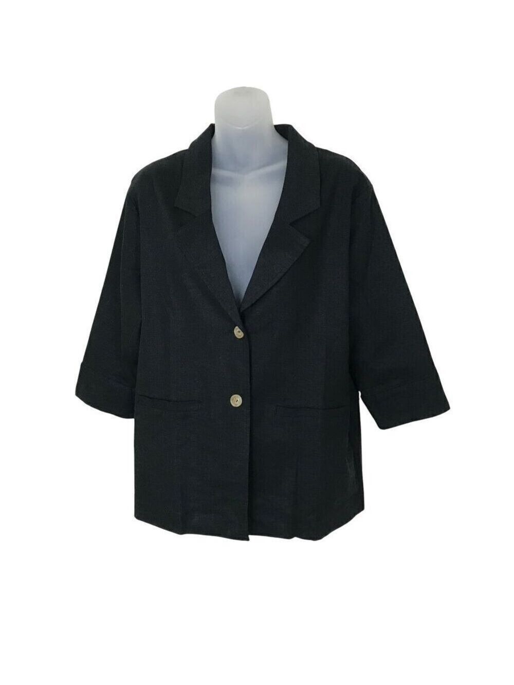 NWT Moussy Black Linen Blend Blazer Size F one size